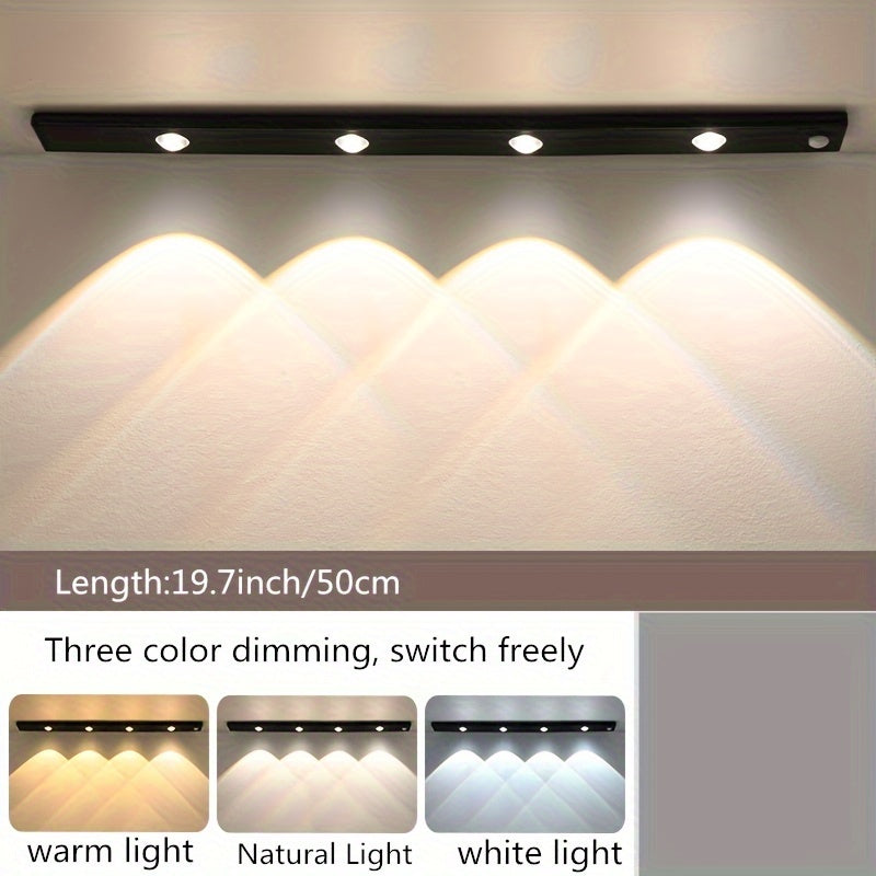 Motion Sensing LED Night Light with Magnetic Self-Adhesive USB Rechargeable Adjustable Color