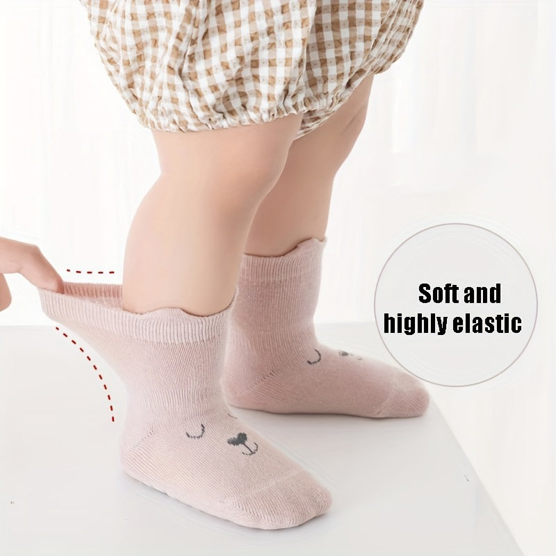 Children's Toddler Anti-Slip Socks 5 Pairs Cotton Knit All-Season