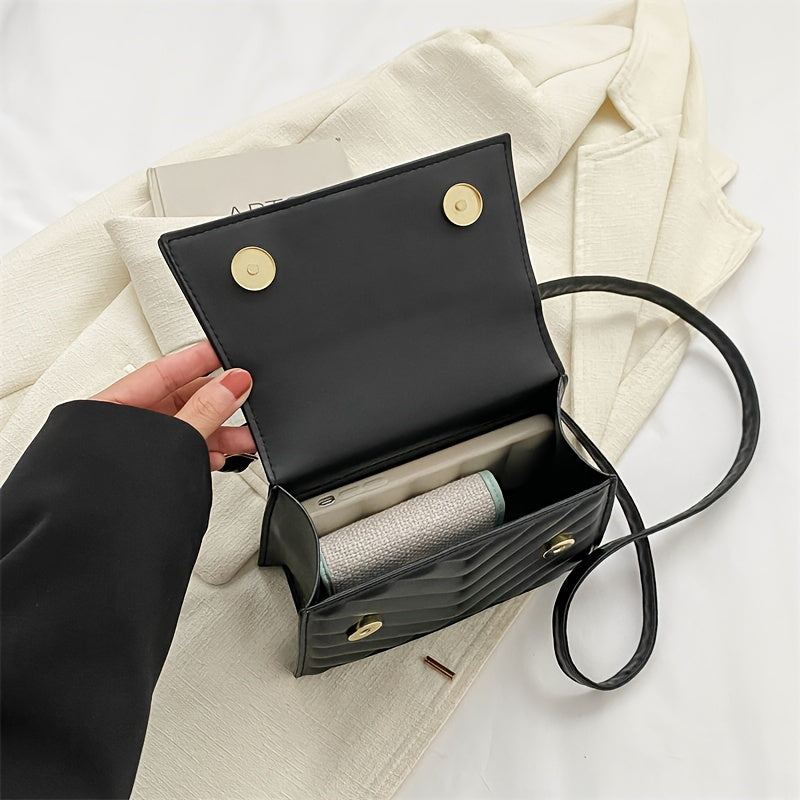 Bolso bandolera acolchado con charm de borla, bolso pequeño de cuero PU grabado para mujeres