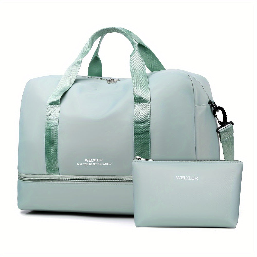 Nylon Travel Duffel Bag Set with Adjustable Straps Shoes Electronics Wet Dry Separation for Gym Beach Business