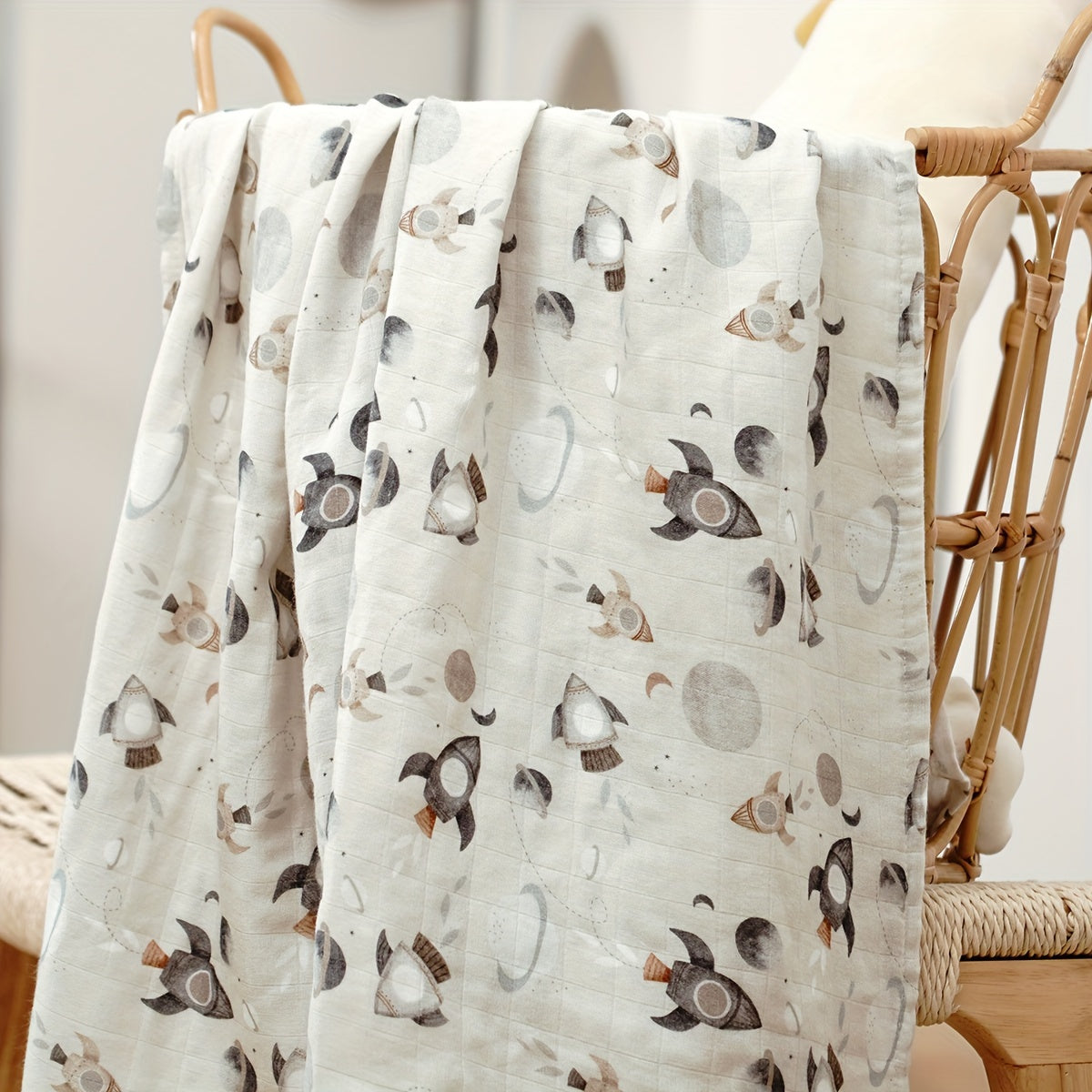Baby Bamboo Cotton Blanket with Muslin Swaddle Wrap 119x109cm