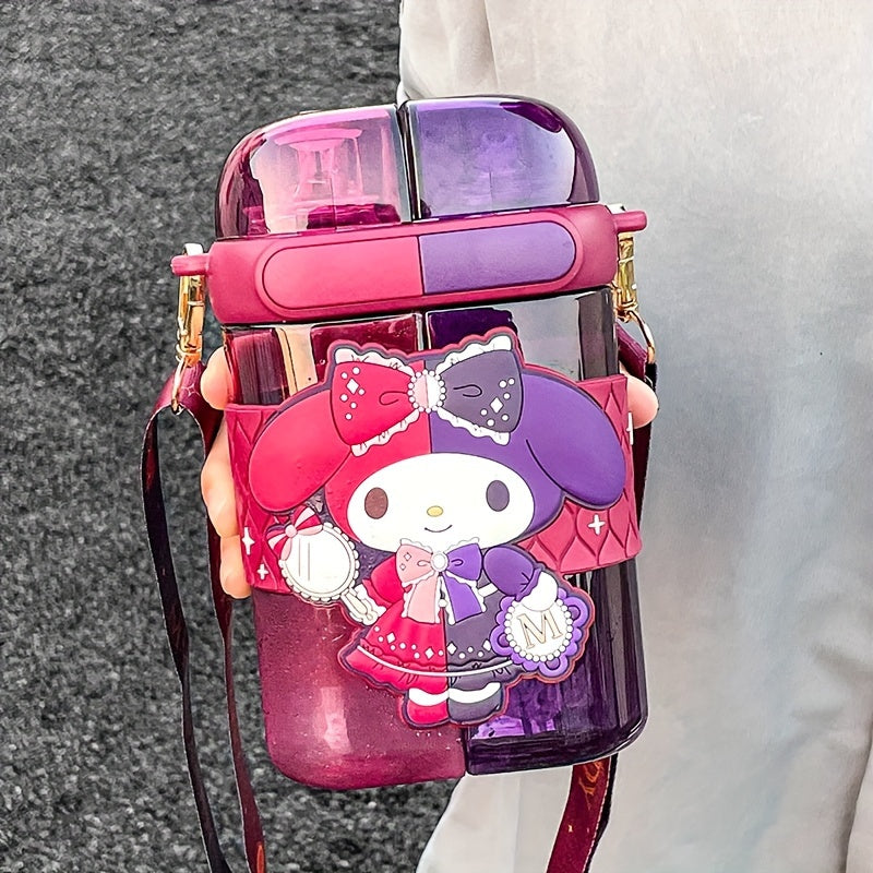 Vaso de plástico para beber de 640ML con correa, botella de agua resistente a altas temperaturas para niños