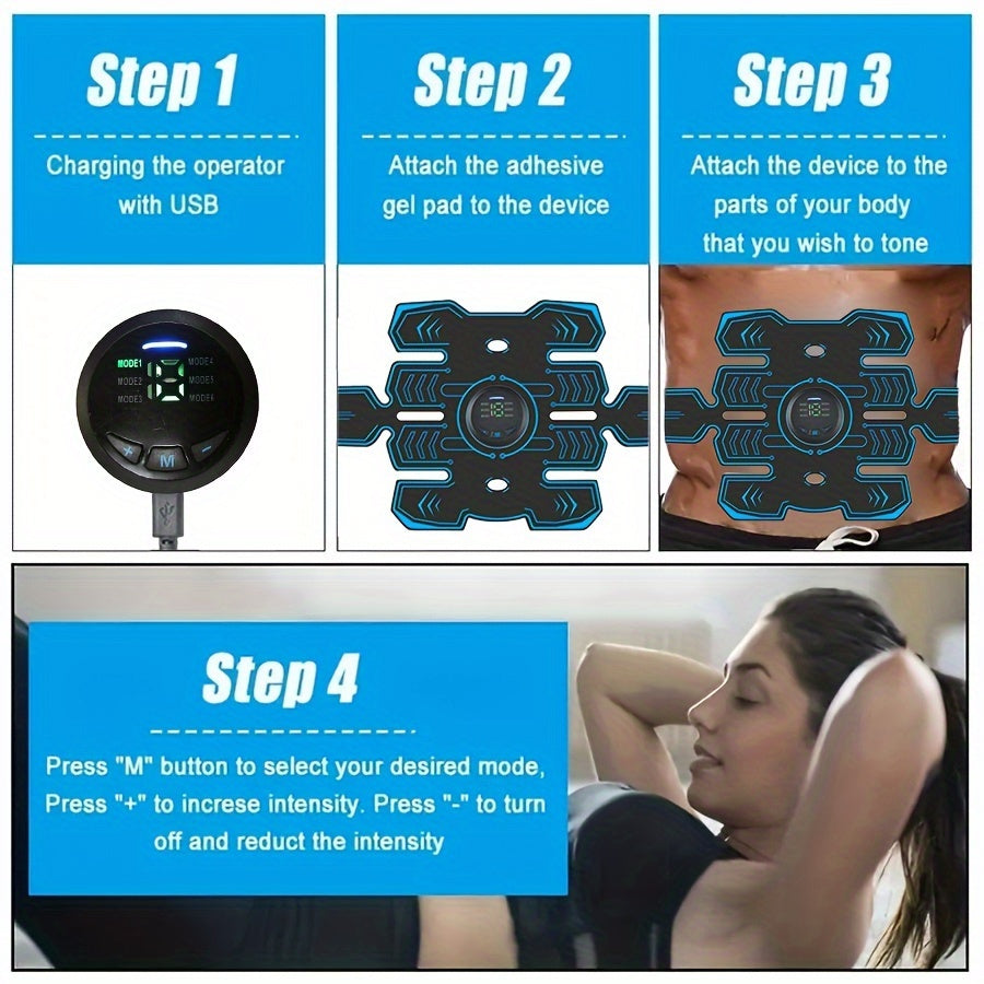 Masajeador muscular con carga USB para brazos y abdomen con múltiples modos y temporizador de 15 minutos