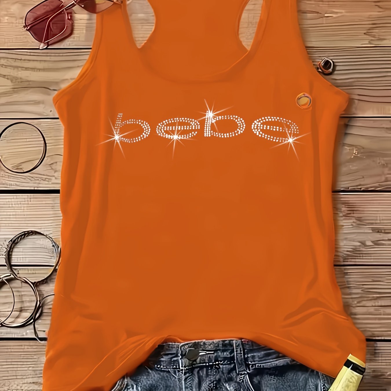 Женская майка большого размера с камнями, повседневная с круглым вырезом и геометрическим узором