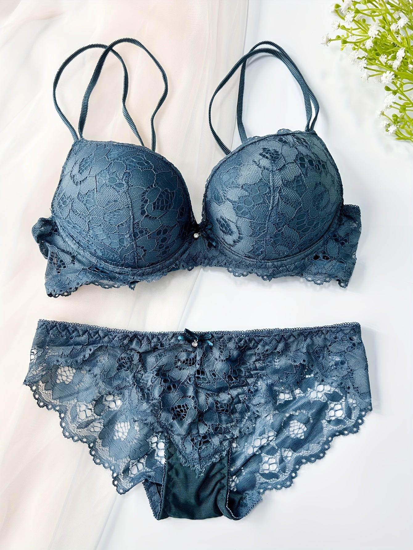 Women's Purple Lace Lingerie Set with Support and Lift