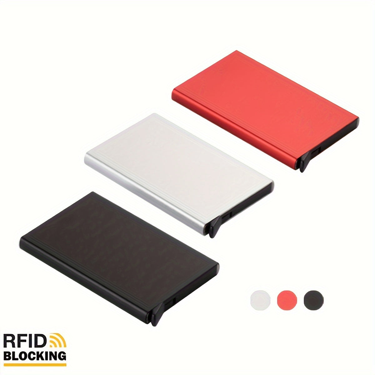 Men's RFID Aluminum Card Holder with Automatic Pop-Up Black Slim Wallet for Daily Use