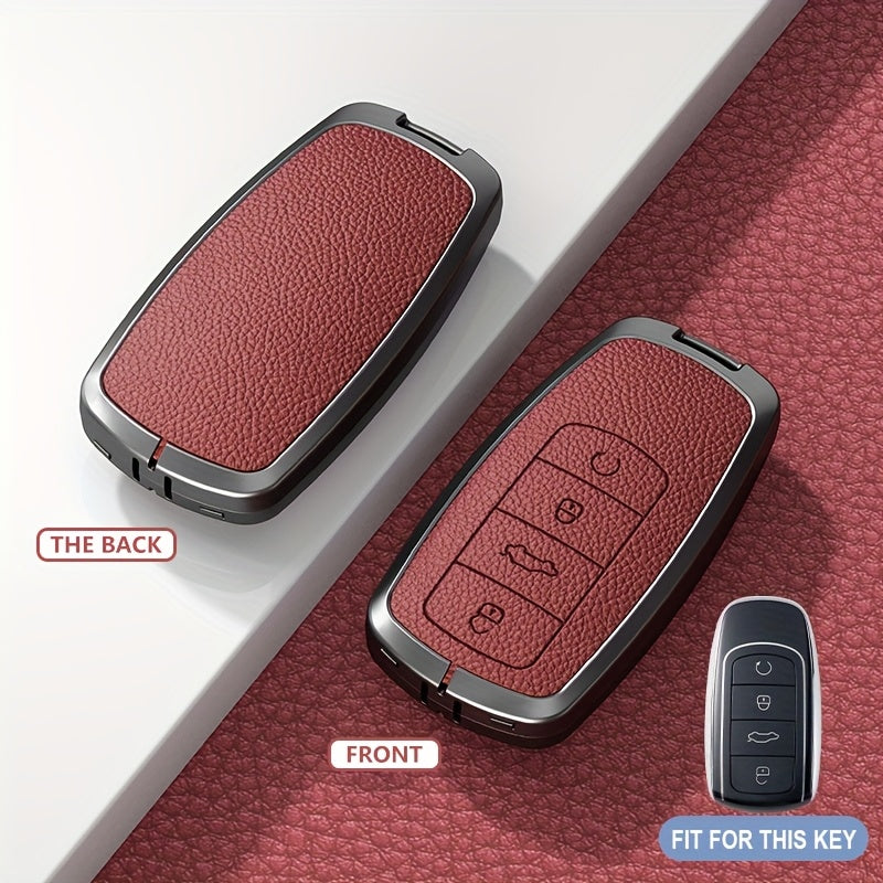 Universal TPU Car Key Cover Protector Red Textured Zinc Alloy Shell