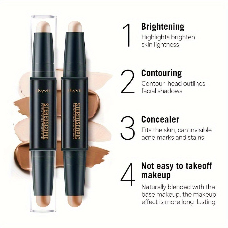 Dual-Headed Contouring Stick for Highlighting and Shading Nose and Face