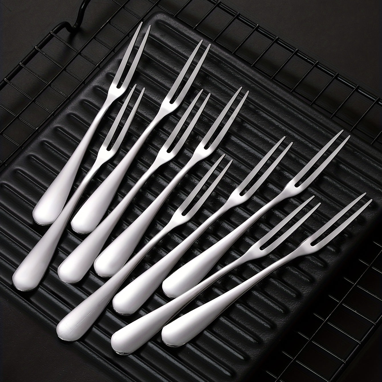 Stainless Steel Fruit Forks Set of 10 for Kitchen Use