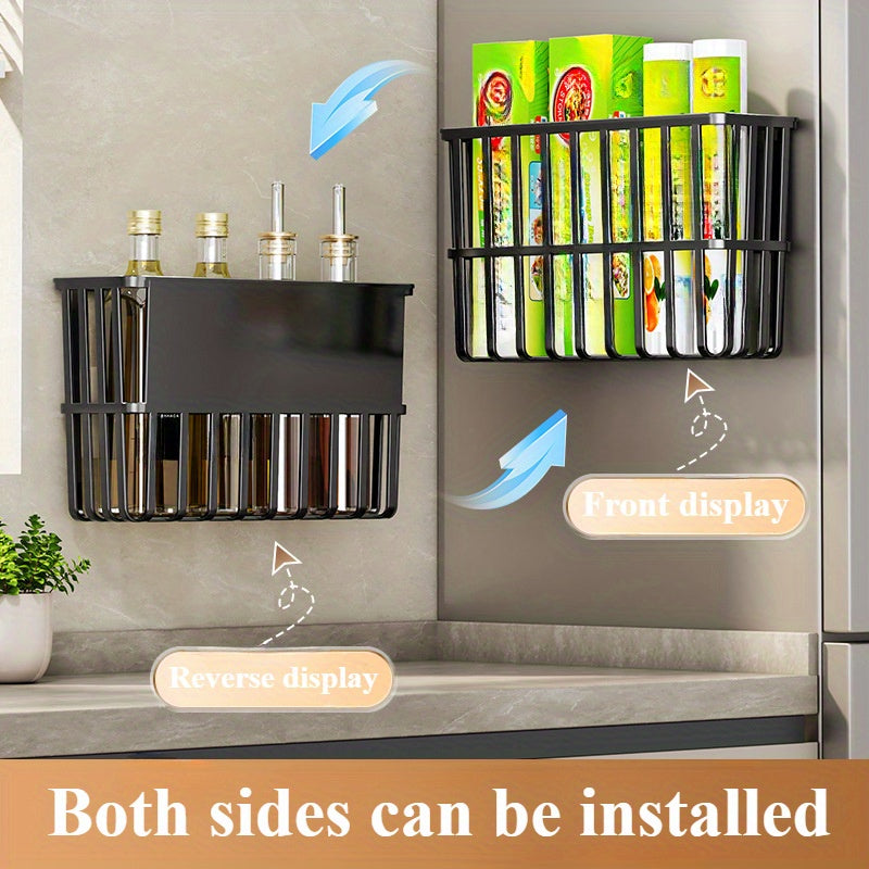 Multifunctional Wall-Mounted Plastic Storage Rack with Side Hooks for Kitchen and Home Organization