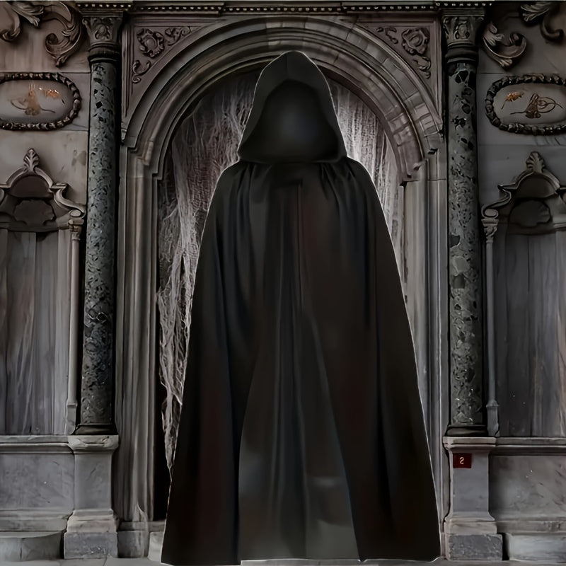 Черный хэллоуинский плащ для взрослых и детей в 3 размерах, полиэстер, аксессуар для костюма