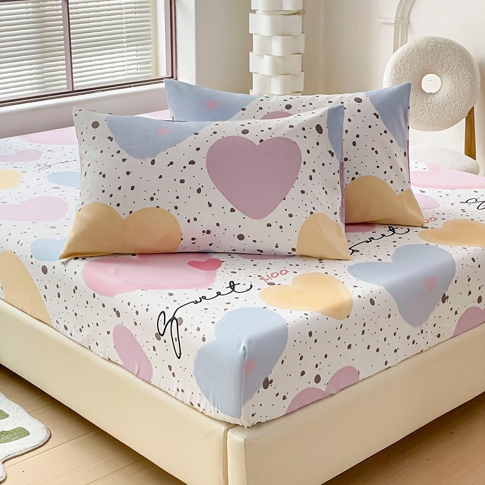 Heart Pattern Pillowcases Soft Breathable Polyester Envelope Closure for Bedroom Sofa