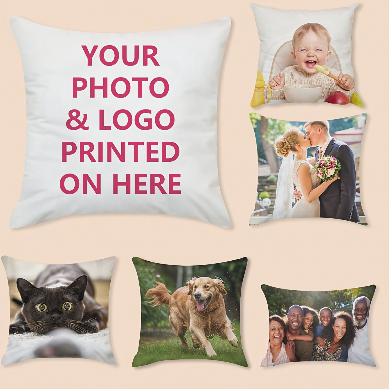 Personalized Pet Memorial Pillow 45.72cm Polyester Photo Remembrance Gift