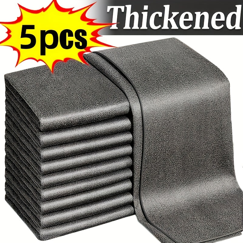 5pcs Paños de limpieza de vidrio engrosados, toallas multifuncionales para limpiar espejos