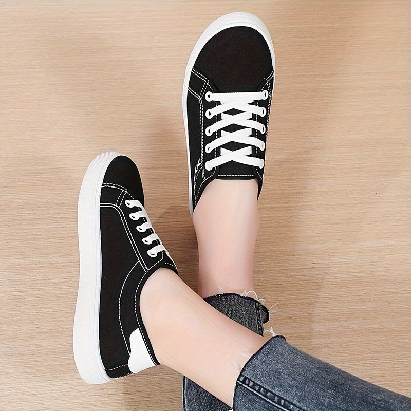Women's Casual White Canvas Shoes Fashion Low-Top Breathable Footwear