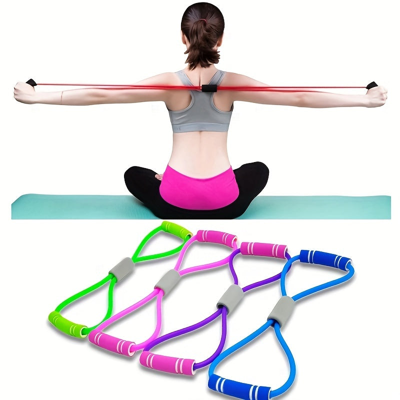 Elastic Resistance Band Tension Belt with Handles for Yoga Pilates Stretching Medium Resistance Mixed Color