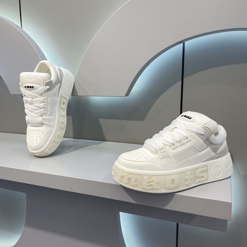 Men's Low Top Skate Shoes Casual Sneakers Non-Slip Comfortable PU Fabric Lace-Up