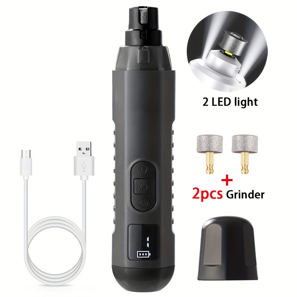 Pet Nail Grinder with 2 LED Lights, 5-Speed Rechargeable Electric Trimmer for Dogs