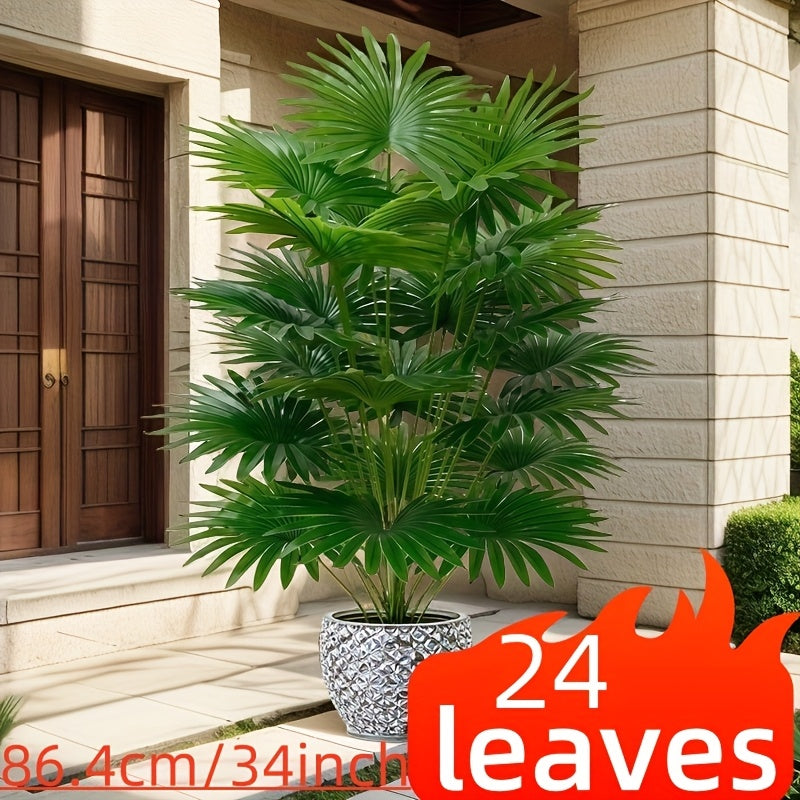 Palmera artificial con 24 hojas grandes para decoración de jardín, hogar y oficina