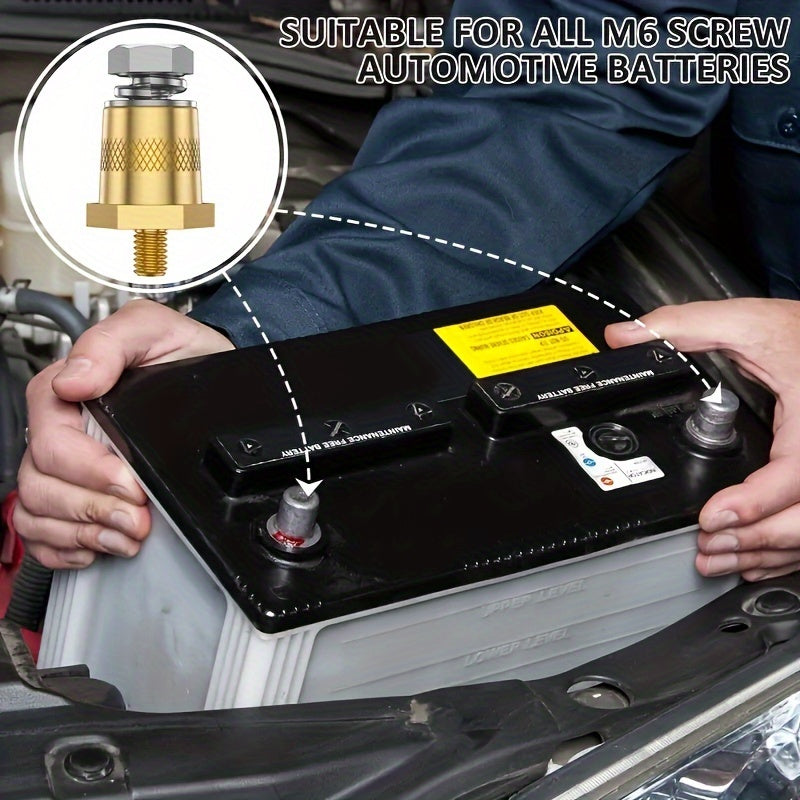 2PCS Copper Battery Terminal Connectors M8 Hex Stud for Car Lithium Lead-Acid Batteries