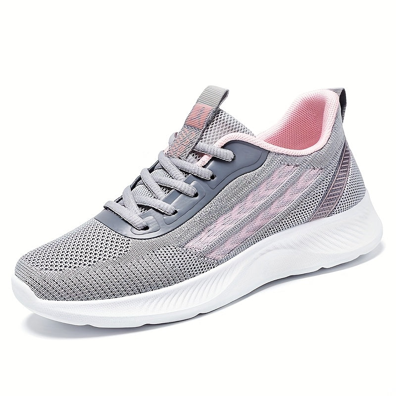 Women's Lightweight Mesh Running Sneakers White Purple Casual Low-Top