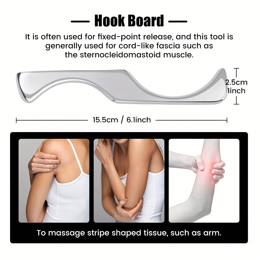 SALORIE 5 dona zanglamas po'latdan Gua Sha massaj to'plami orqa, oyoq, qo'l, bo'yin va yelkalarga mo'ljallangan sayohat sumkasi bilan