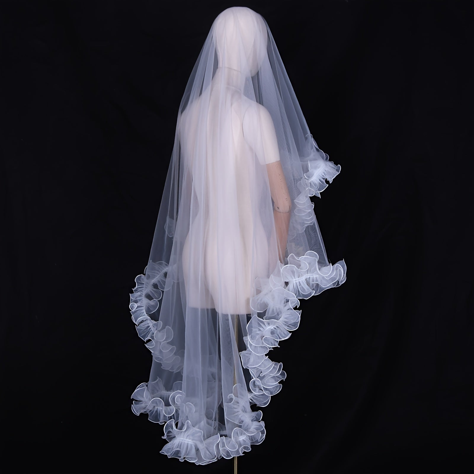 Elegant Bridal Veil Nylon Scalloped Edge Wedding Accessory Hand Washable