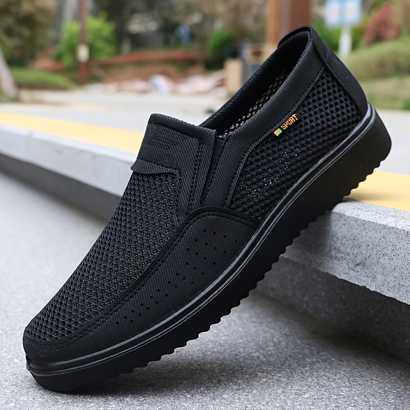 Men's Breathable Mesh Slip-On Sneakers Non-Slip MD Sole Brown Casual Sports Shoes