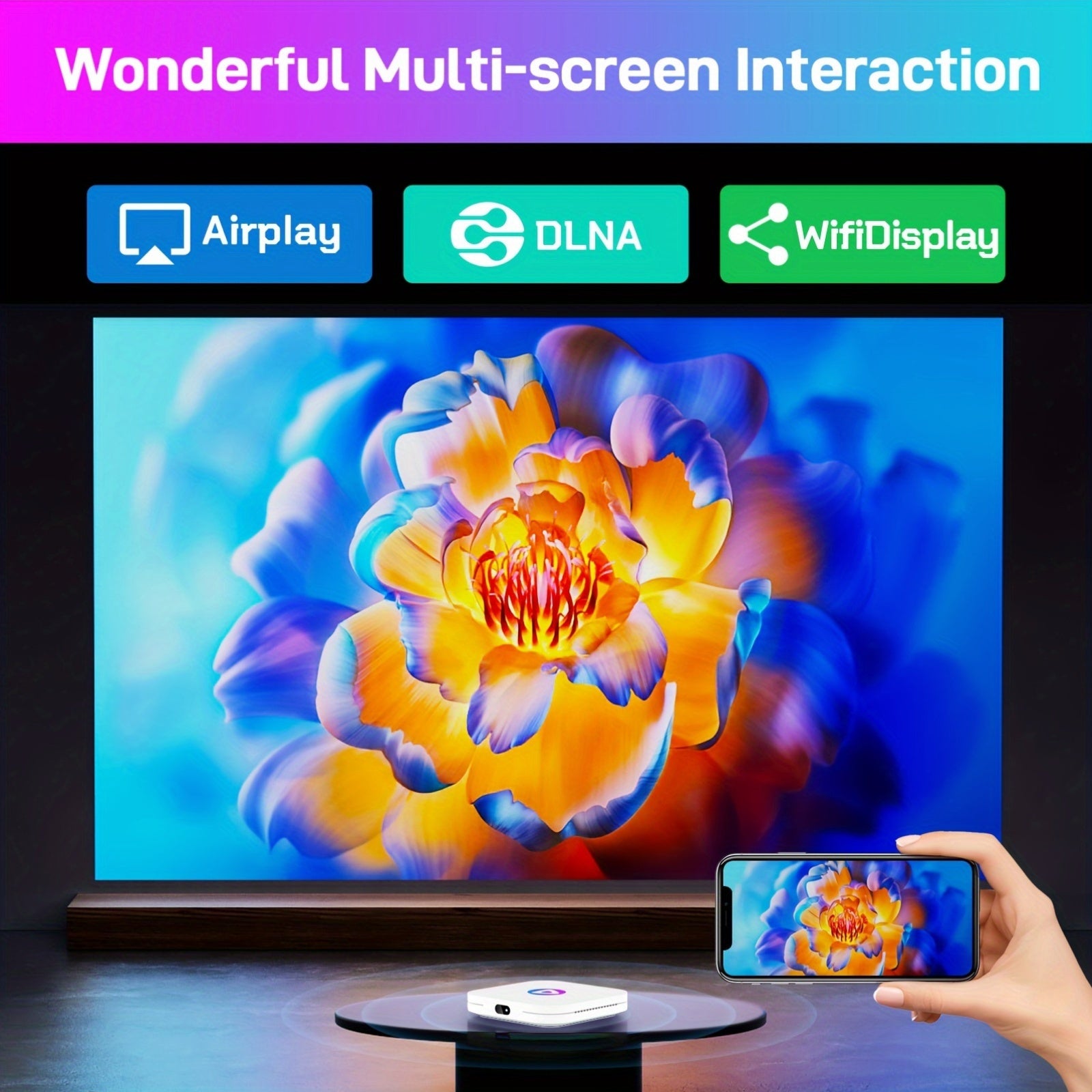 H96 Max M1 Smart TV Box, Android 13, RK3528 Quad-Core Chip, Dual-Band Wifi, HDR, OTA, DLNA, Airplay, Wifi Display, Wireless 4.0, USB 2.0, Moslashtiriladigan Fon rasmlari bilan.