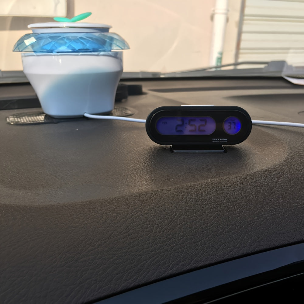 Mini Electronic Car Clock Digital Display Luminous Thermometer Backlight Accessories