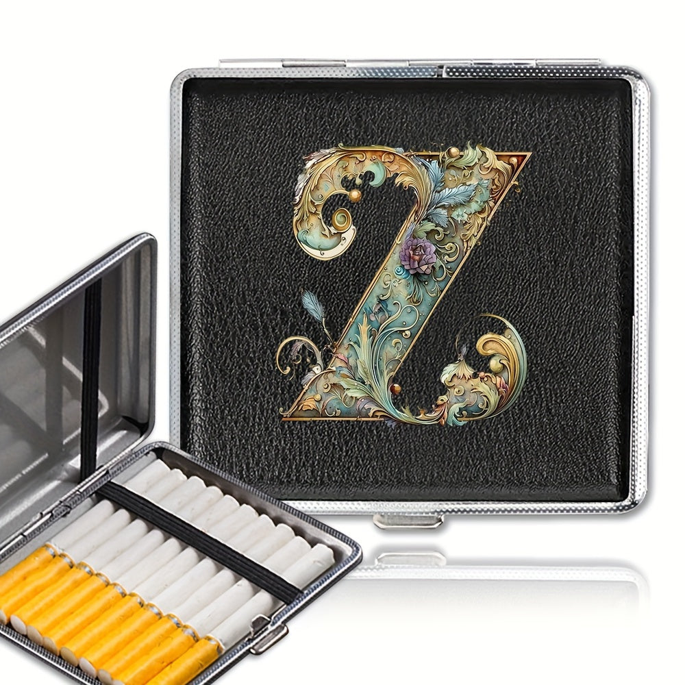 Unisex zanglamaydigan po'latdan yasalgan sigareta qutisi, 20 ta sigareta uchun, gul naqsh bilan