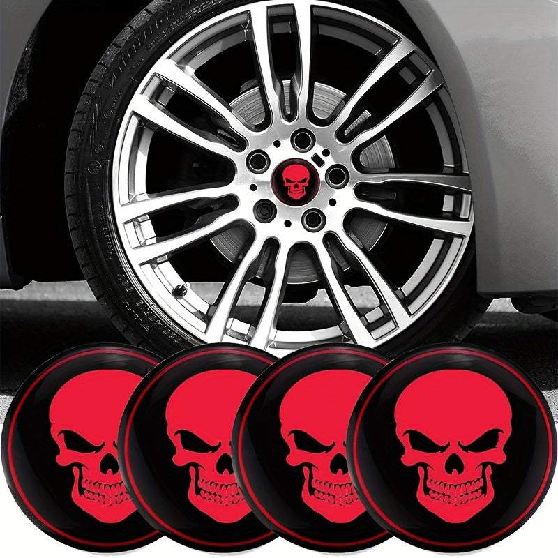 4pcs Car Wheel Center Hub Caps 56mm 3D Emblem Stickers Skull Cover