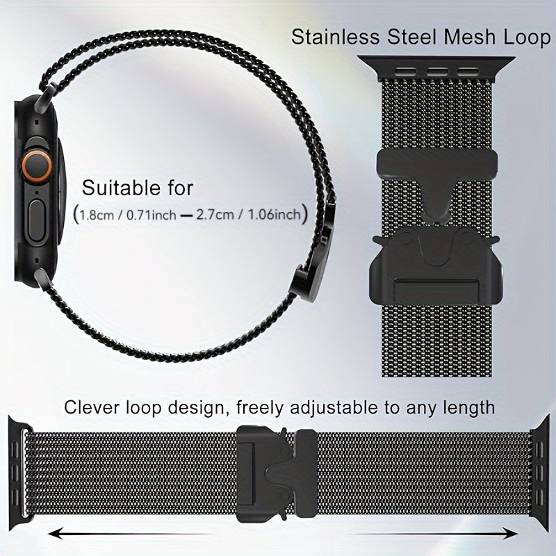 Stainless Steel Milanese Mesh Loop Watch Band for Apple Watch Series 1-10 Ultra 2 49mm 44mm 42mm