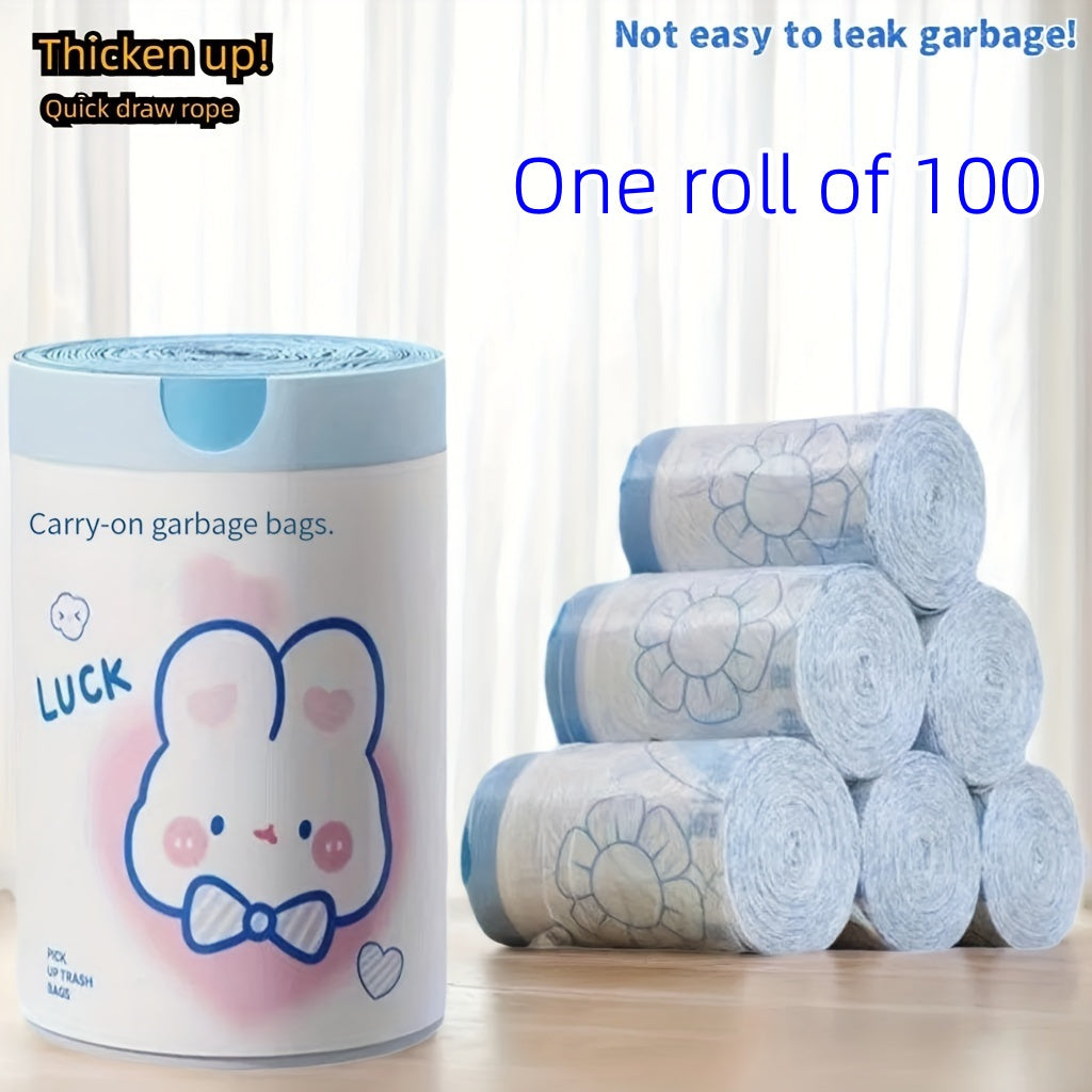 50 Pack Cartoon Drawstring Garbage Bags Leak-Proof High-Density HDPE Waste Disposal