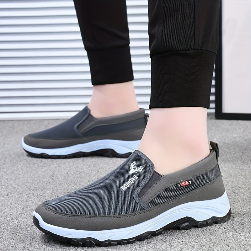 Men's Casual Slip-On Loafers Fabric Upper PVC Sole All-Season Solid Color Round Toe