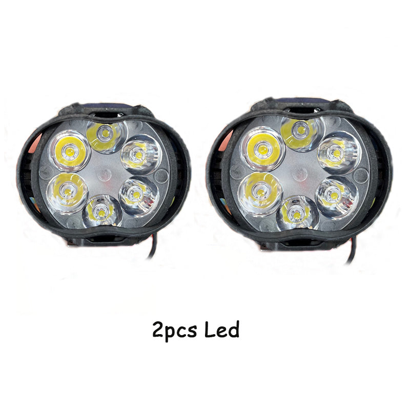 Motorcycle LED Fog Light 6500K White 6 LED Spot Headlamp 1200LM Pair