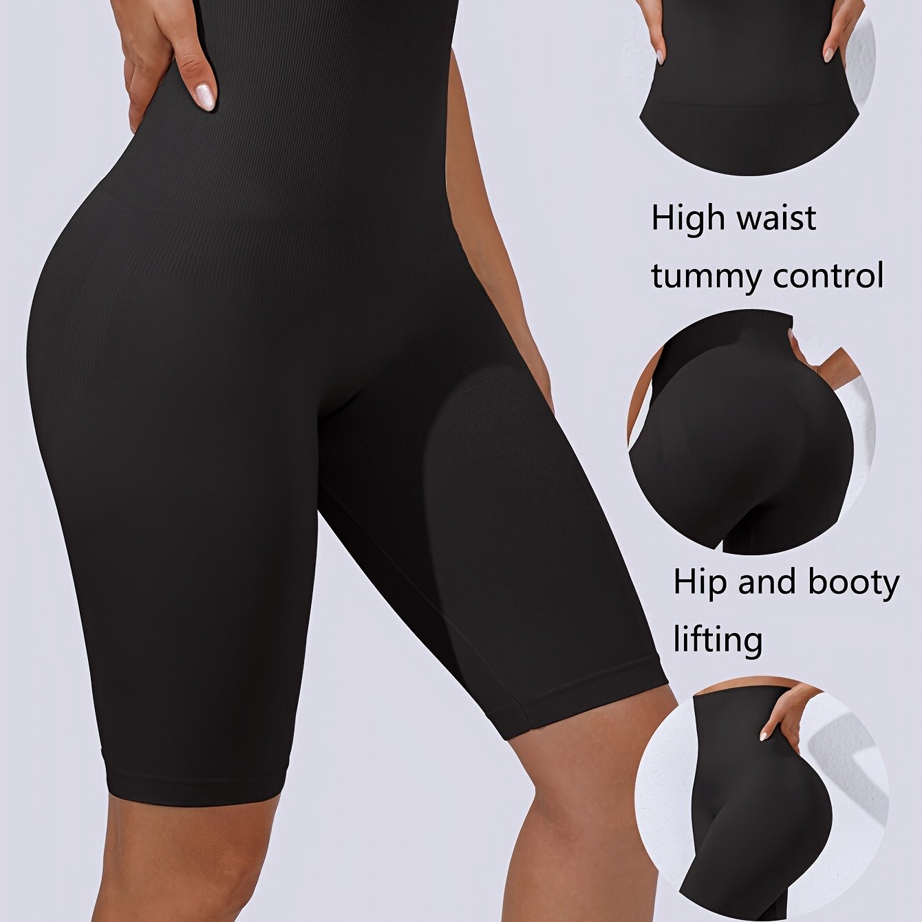 Women's High Waist Compression Shapewear Shorts Tummy Control Lift Buttocks Black