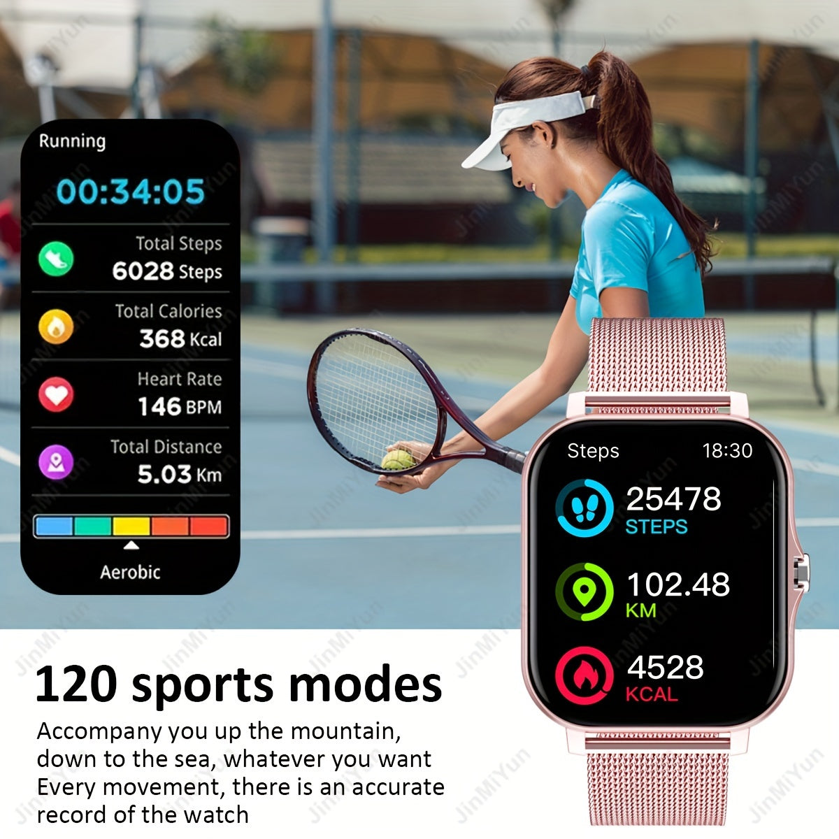 1.83-Inch Sports Smartwatch for Men and Women with Wireless Call Message Reminders and Multiple Sports Modes