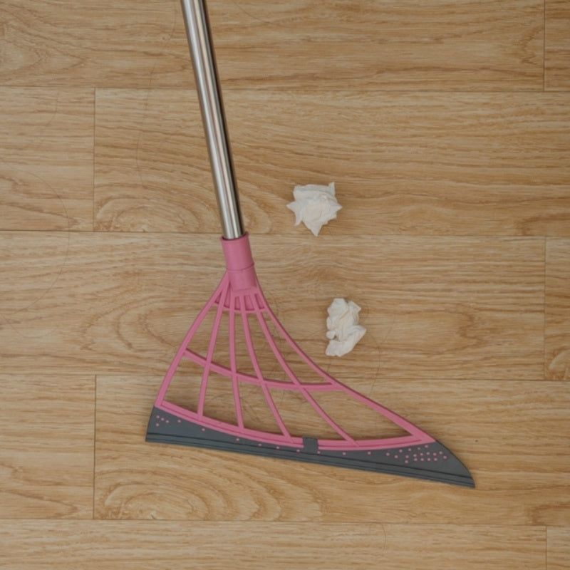 Aluminum Handle Glass and Floor Wiper Mop with Folding Plastic Broom for Bathroom Cleaning