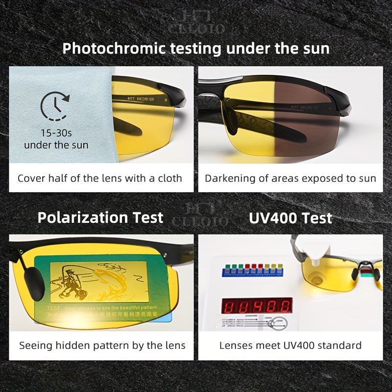 CLLOIO Anti-Glare Fotochromik Kunduzi Tungi Ko'rish Erkaklar Haydash Polarizatsiyalangan Quyosh ko'zoynaklari