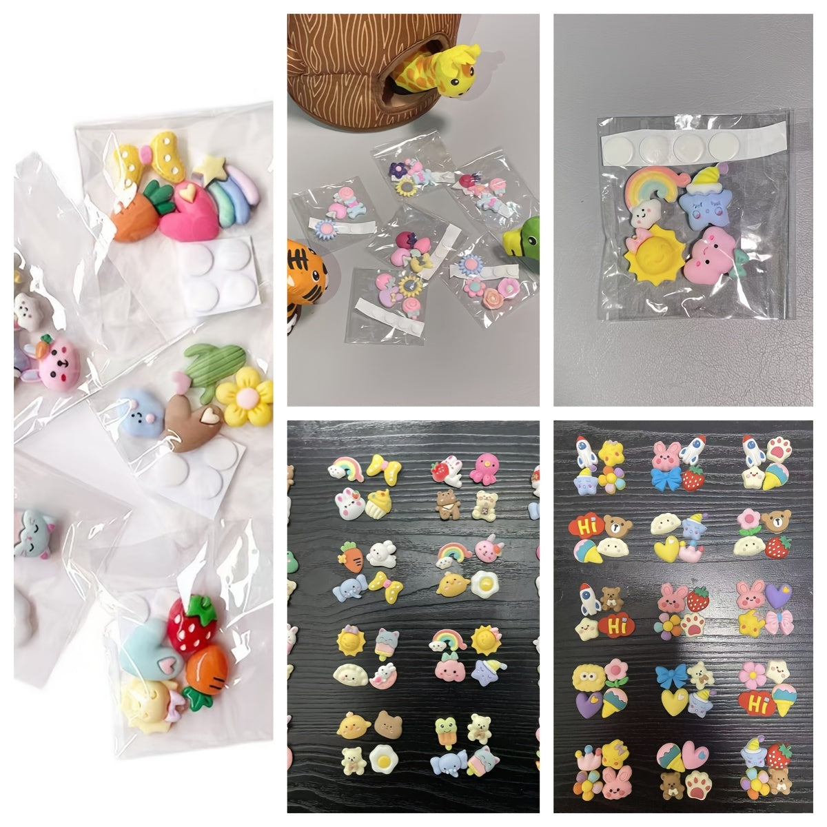 4Pcs Cartoon 3D Water Cup Stickers Resin Glitter Decor for Insulated Cups Phones