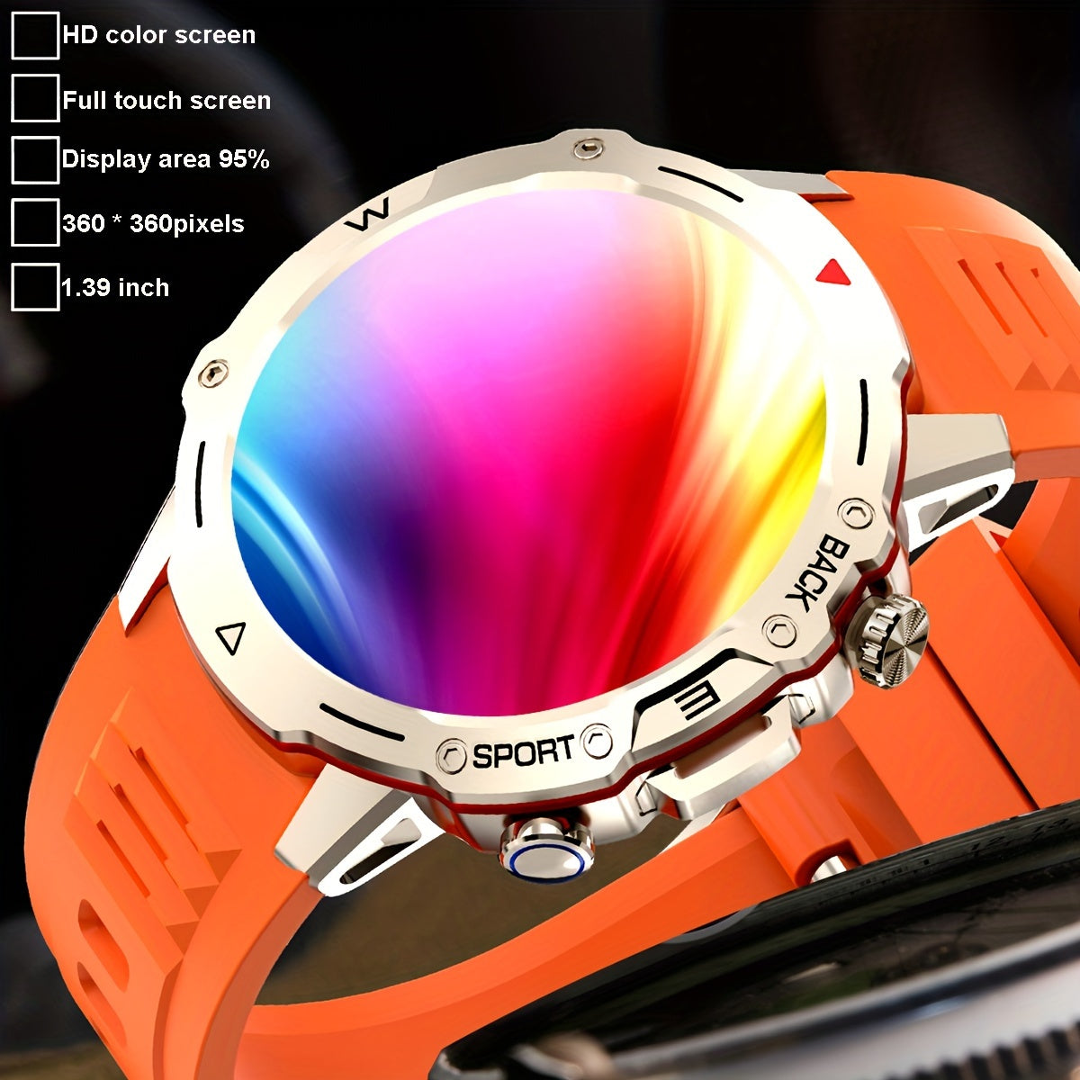 Men's Smartwatch Stainless Steel Band Fitness Tracker with Voice Call and Sports Modes