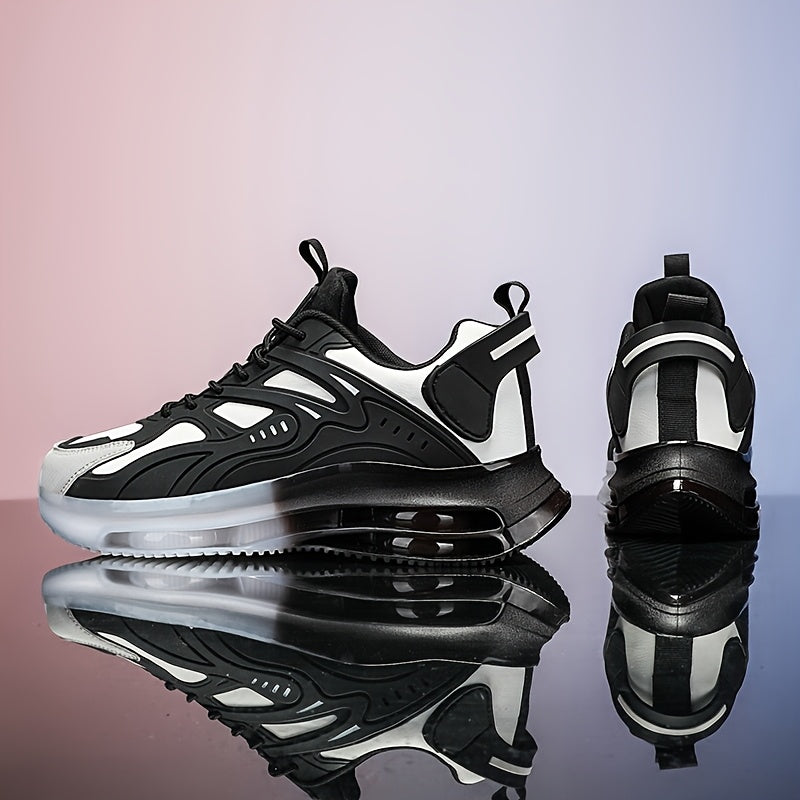 Men's Breathable Knit Athletic Sneakers with Air Cushion Non-Slip Sole for Outdoor and Casual Wear