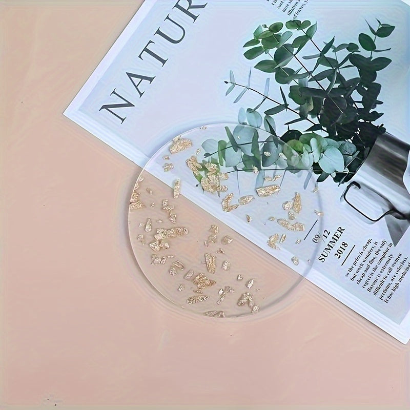 Luxury Gold Foil Acrylic Coaster Set Heat-Resistant Round Table Protector for Home Decor