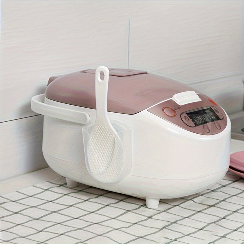 Soporte de cucharas de arroz de plástico con ventosa, organizador de utensilios de cocina para cucharas, cucharón y escudilla para olla de arroz