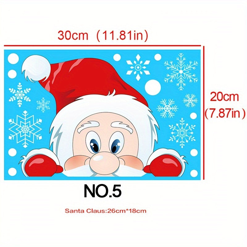 Christmas Window Clings Set with Snowflake and Santa Designs for Holiday Decor