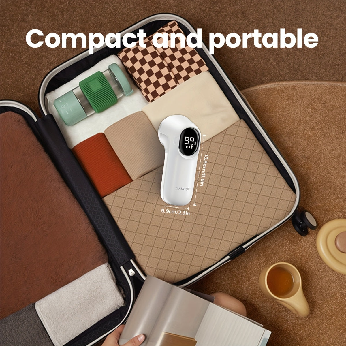 Fabric Shaver with Digital Display and Brush for Clothes Sofa Bedding White