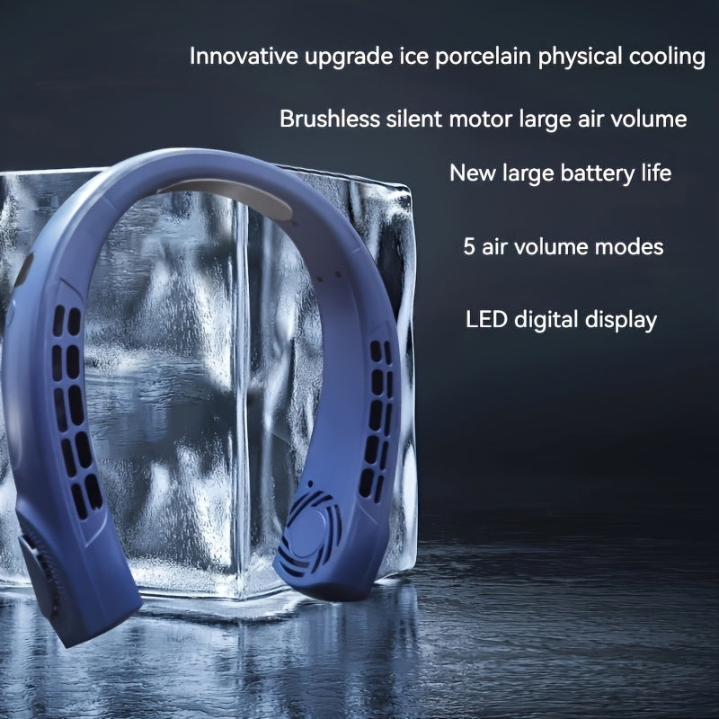 Mini Air Cooler Fan 2024 Neck-Hanging USB Rechargeable Quiet Leafless Indoor Outdoor