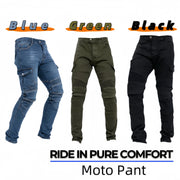 Men's Motorcycle Pants Breathable Cotton Blend Removable Padding Multi-Pocket Blue Green Black