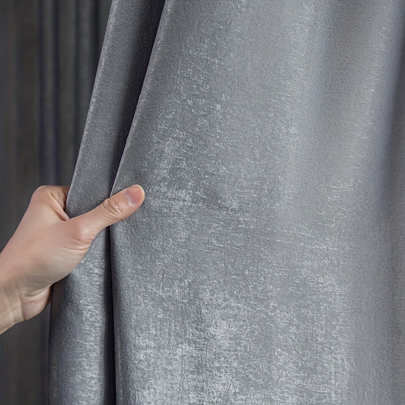 Gray Velvet Curtain for Privacy and Home Decor Semi-Sheer Rod Pocket 1 Piece